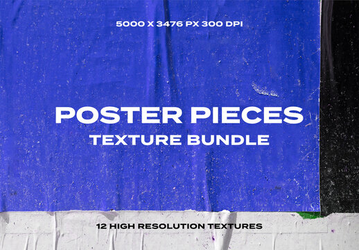 Poster Pieces Ripped Paper Glued Street Urban Overlay Texture Pack Bundle Effect Surface