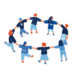 手を繋ぐ人々のシンプルなイラスト
