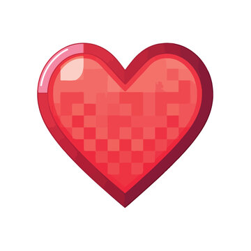 Pixel art heart icon. Clipart image isolated on whit