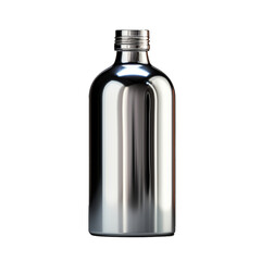 A silver metal bottle ,isolated on transparent background, cutout(png) - Generative AI