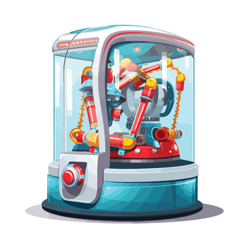Robot claw machine. Vector illustration isolated on