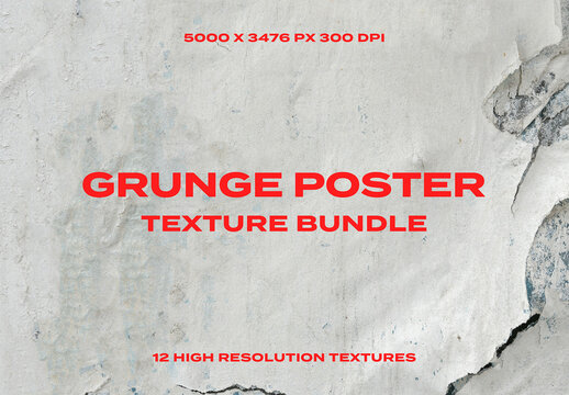 Grunge Poster Pieces Ripped Paper Glued Street Urban Overlay Texture Pack Bundle Effect Surface