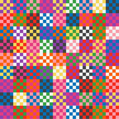 Bright Geometric Seamless Pattern Modern Bauhaus Style Abstract Square Elements Creative decoration clip art bundle Primary Color 