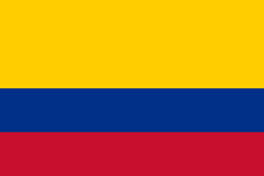 Close-up of yellow, blue and red national flag of Southern American country of Colombia. Illustration made February 9th, 2024, Zurich, Switzerland.