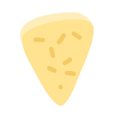 Cheese slice. Flat design. Vector hand drawn illustration on white background.