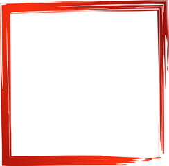 Square red frames in grunge style. Elements for design