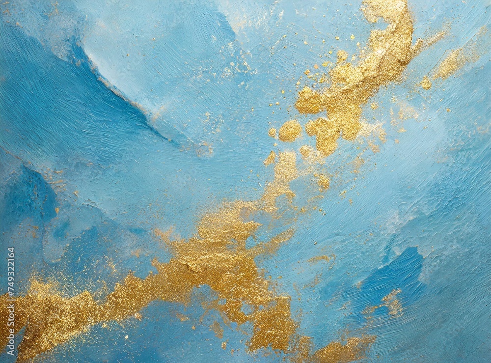 Poster Light blue and gold wallpaper