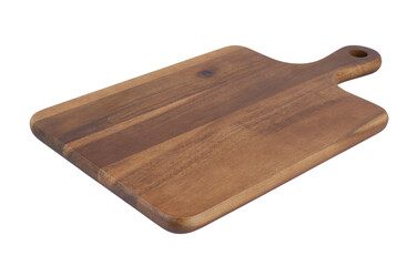 Natural wooden cutting board isolated on white background. 
