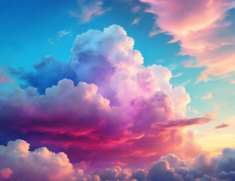 Creative Lightly Cloudy Colorful Sky Design Background. Ai generate