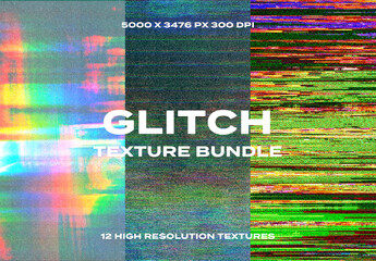 Glitch Screen VHS TV Display Overlay Texture Pack Bundle Effect Surface