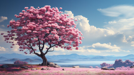 Vibrant Seasons: Stunning Nature Scenes with Trees, Flowers, and Sky in Gorgeous Landscapes and Parks - Vector Illustrations of Plant Life, generative AI