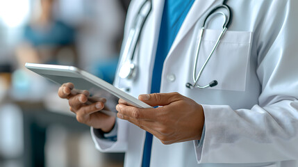 Doctor Using a Tablet in a Clinical Setting