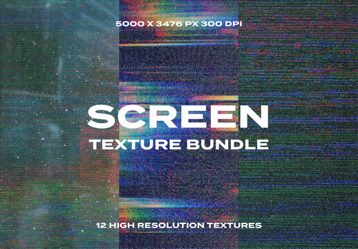Glitch Screen VHS TV Display Overlay Texture Pack Bundle Effect Surface
