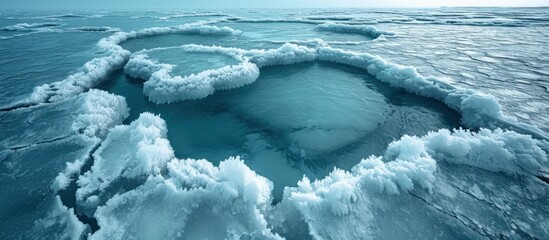 Cracks in the ice on a lake in a National Park