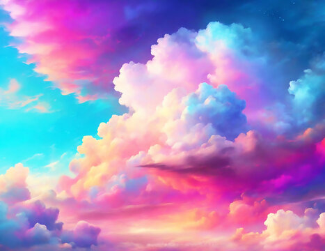 Creative Lightly Cloudy Colorful Sky Design Background. Ai generate