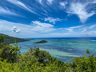 Beautiful landscape of Mauritius island with turquoise lagoon