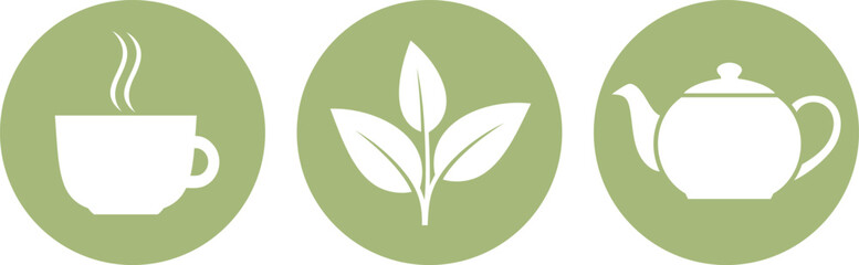 Green tea logo.  Isolated green tea on white background - obrazy, fototapety, plakaty