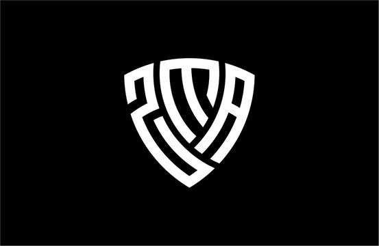 ZMA creative letter shield logo design vector icon illustration