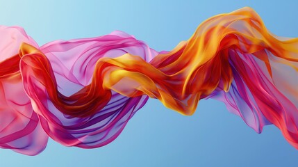 3D Render wallpaper of abstract color fabric floating