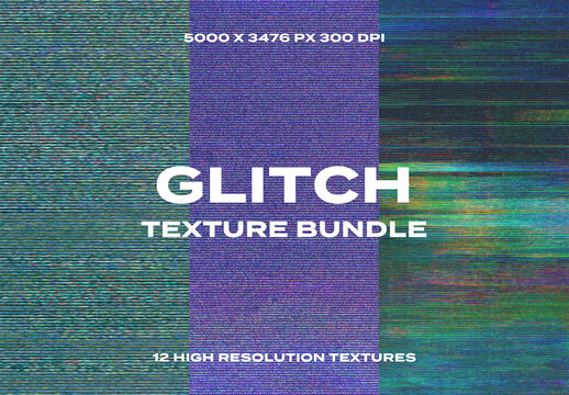 Glitch Screen VHS TV Display Overlay Texture Pack Bundle Effect Surface