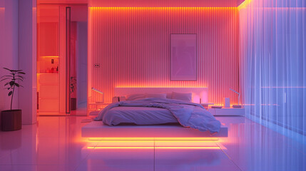 neon bedroom with colorful neon lights