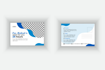 Attractive and minimal simple post card vector template design.