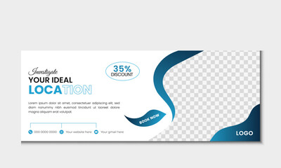 Modern Facebook cover and web banner design template.