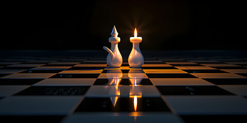Realistic close up black chess pun for different thinking and business, Person plays chess


