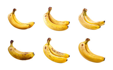 Collection of a bunch of bananas isolated on a transparent background, PNG