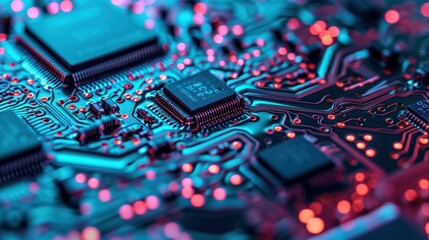 CPU chipset on circuit board. electronic circuit board,