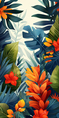 vertical poster of tropical plants