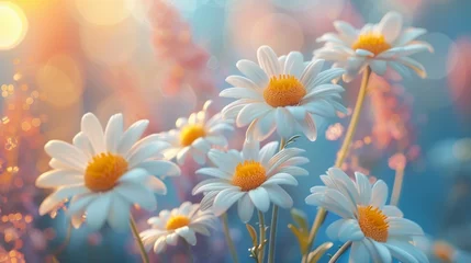 Zelfklevend Fotobehang Beautiful, colorful chamomile daisy flowers. Floral composition © ND STOCK