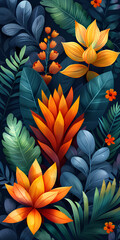 Fototapeta premium vertical poster of tropical plants