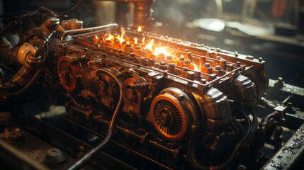 Vintage Automobile Industry: Powering Machines with Technology for Transportation and Repairs in Old Factories, generative AI