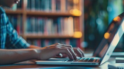 hands typing in front of a computer or laptop. Database Management Technology Concept