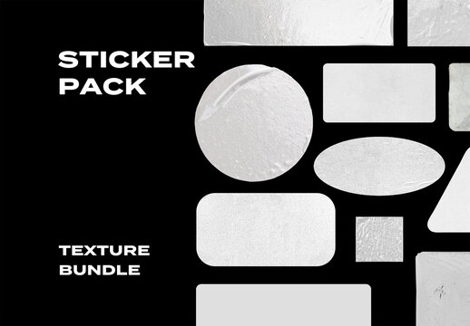 Sticker Logo Logotype Paper Pieces Overlay Texture Pack Bundle Effect Surface Mockup