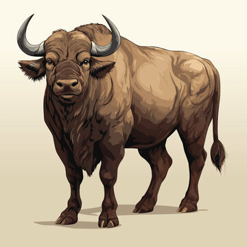 African cape buffalo,wild animal of Africa, vector illustration