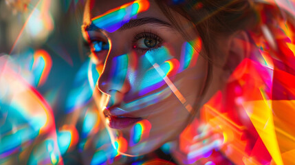 
modelo feminino Filtro de lente de prisma linear efeito de fotografia criativa