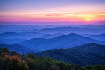Majestic mountain peak range in the colours of sunrise