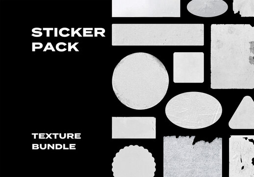Sticker Logo Logotype Paper Pieces Overlay Texture Pack Bundle Effect Surface Mockup
