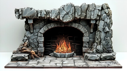 Fireplace on white background. generative ai