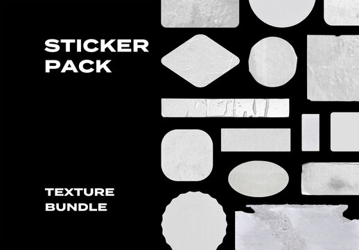 Sticker Logo Logotype Paper Pieces Overlay Texture Pack Bundle Effect Surface Mockup