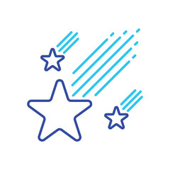Dark and light blue Falling Star vector icon