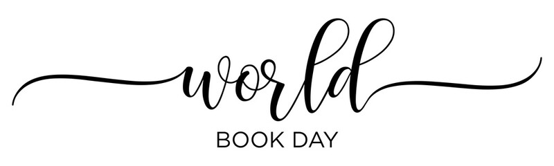 Fototapeta na wymiar World Book Day – Calligraphy brush text banner with transparent background.