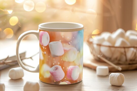 There is a mashmellow print on the cup.