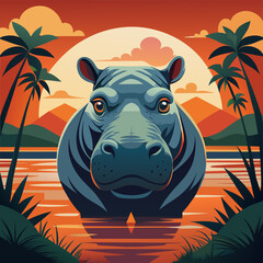 hippopotamus in the jungle