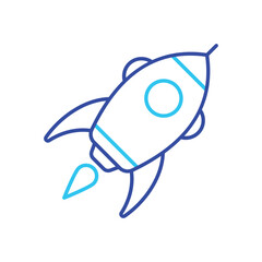 Dark and light blue Rocket vector icon
