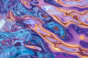 Obraz premium Modern Cover. Liquid metallic template holographic shimmering in brilliant colors futuristic sci-fi, background, brochure, print wavy design, atlas