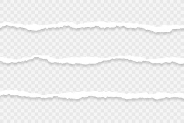 three long piece of torn papers transparent background realistic torn paper edges, vector illustration vector ripped paper, layered