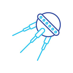 Dark and light blue Sputnik vector icon